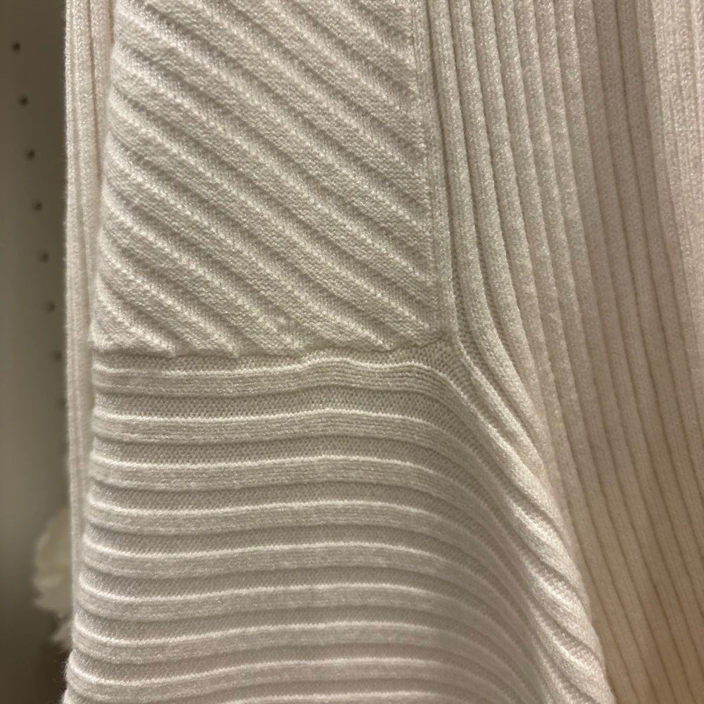 White Ribbed Open Cardigan - Picture 4 of 5